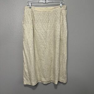 Vintage Cottage Lagenlook Midi Skirt Sz Small Tan Semi-Sheer USA Union Made